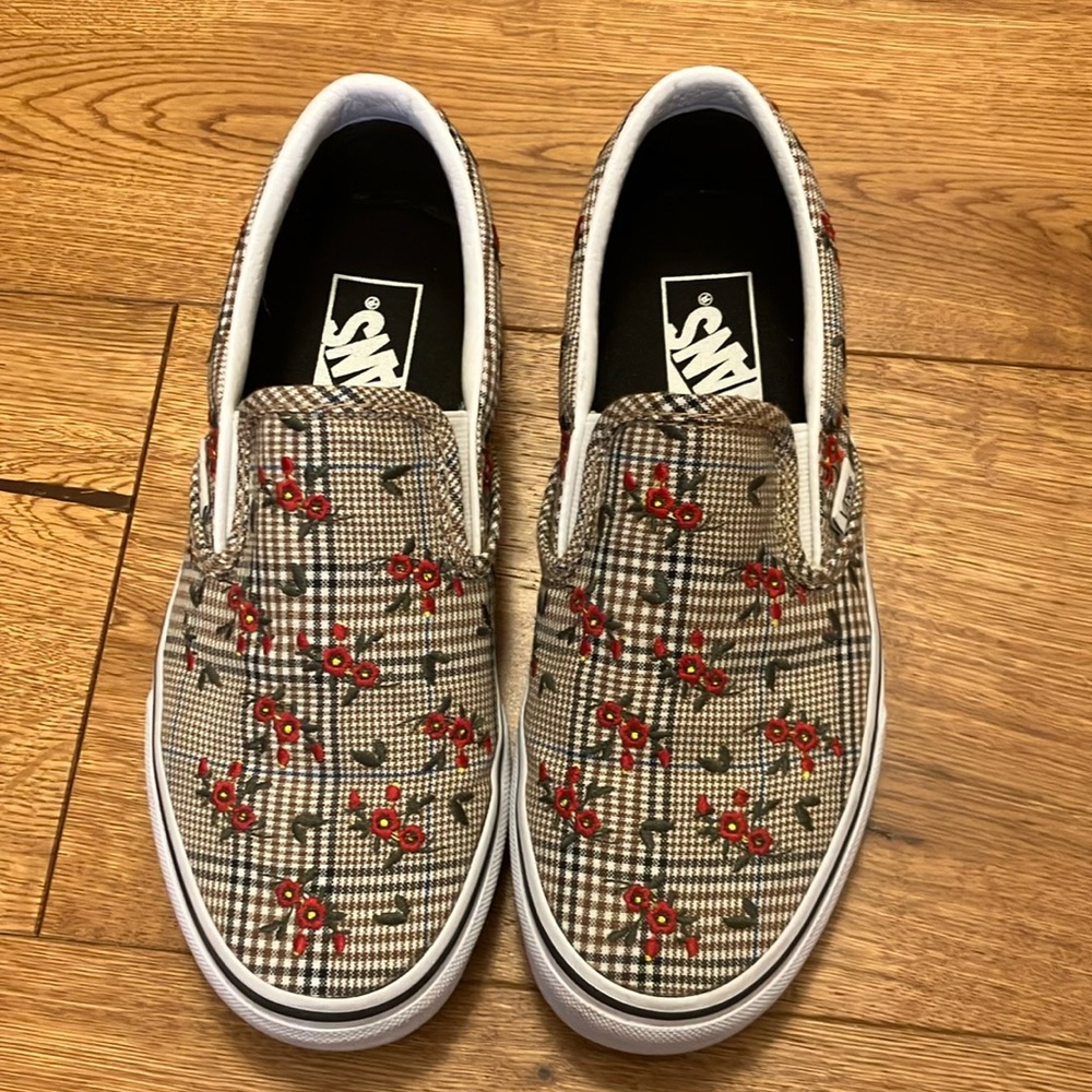 Vans Red and Brown Flats with Classic Slip-On Style